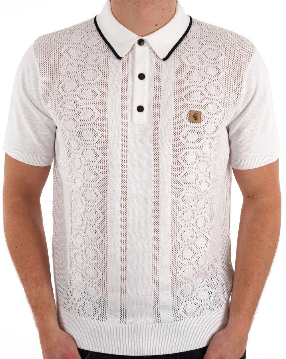 Gabicci Vintage Strick-Poloshirt Weiß