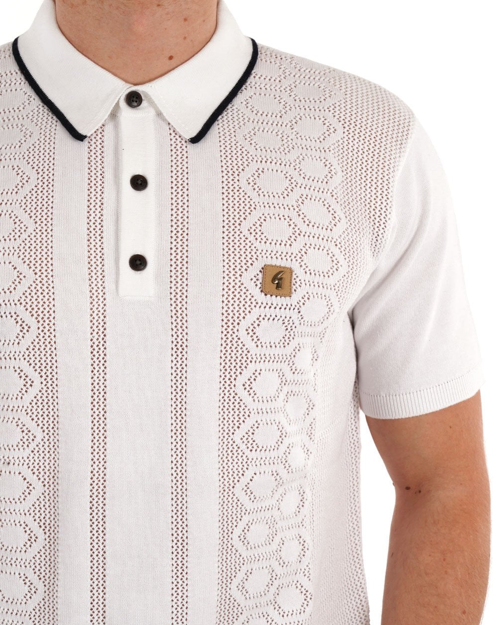 Gabicci Vintage Strick-Poloshirt Weiß