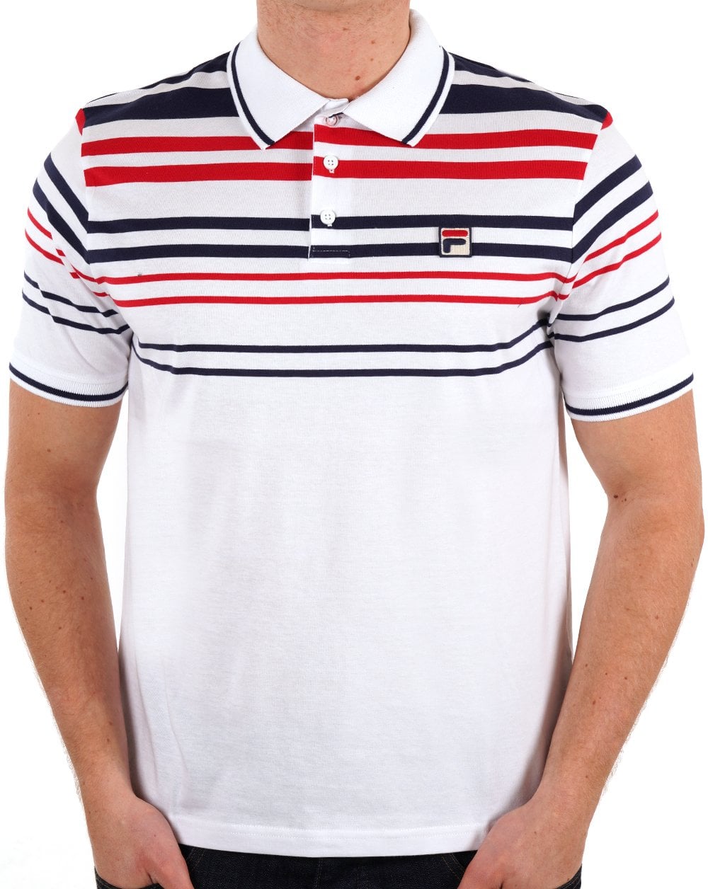 Fila Vintage Business Poloshirt Weiß Marine Rot