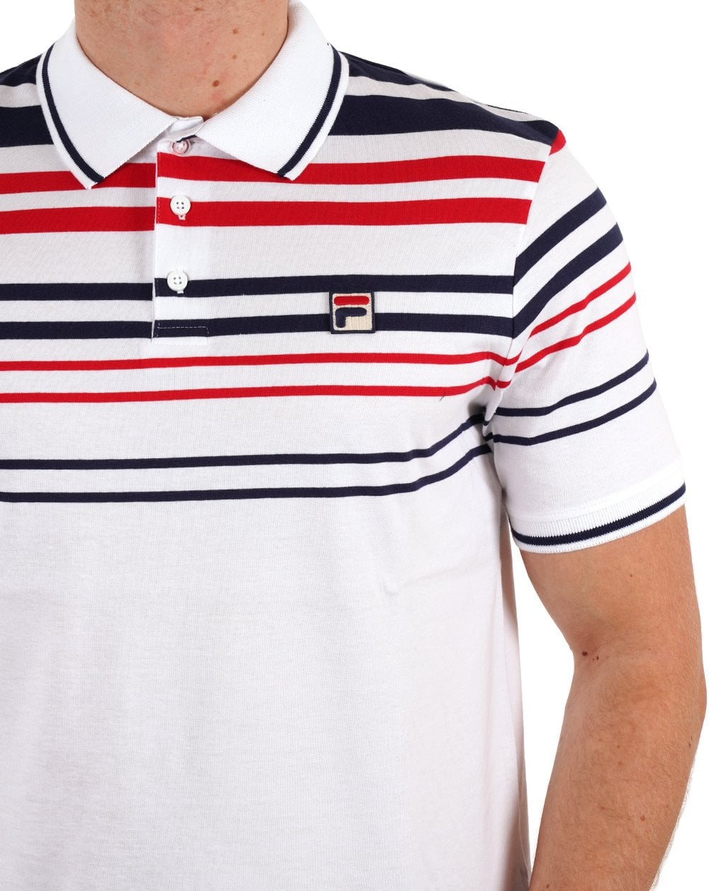 Fila Vintage Business Poloshirt Weiß Marine Rot