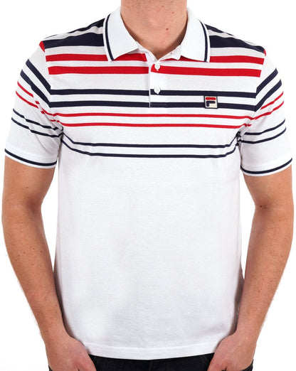 Fila Vintage Business Poloshirt Weiß Marine Rot