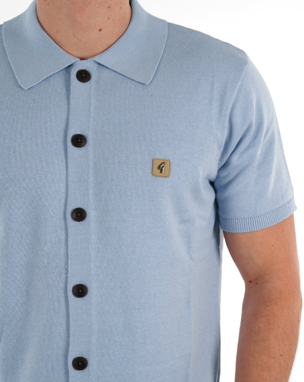 Gabicci Vintage Poloshirt mit durchgehender Knopfleiste, Himmelblau
