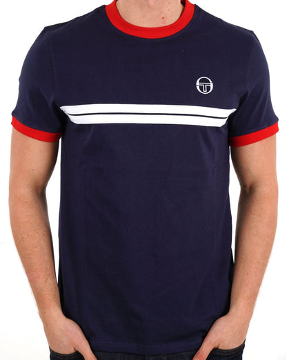 Sergio Tacchini Supermac T-Shirt Marineblau/Rot/Weiß
