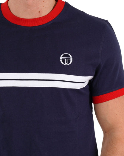 Sergio Tacchini Supermac T-Shirt Marineblau/Rot/Weiß