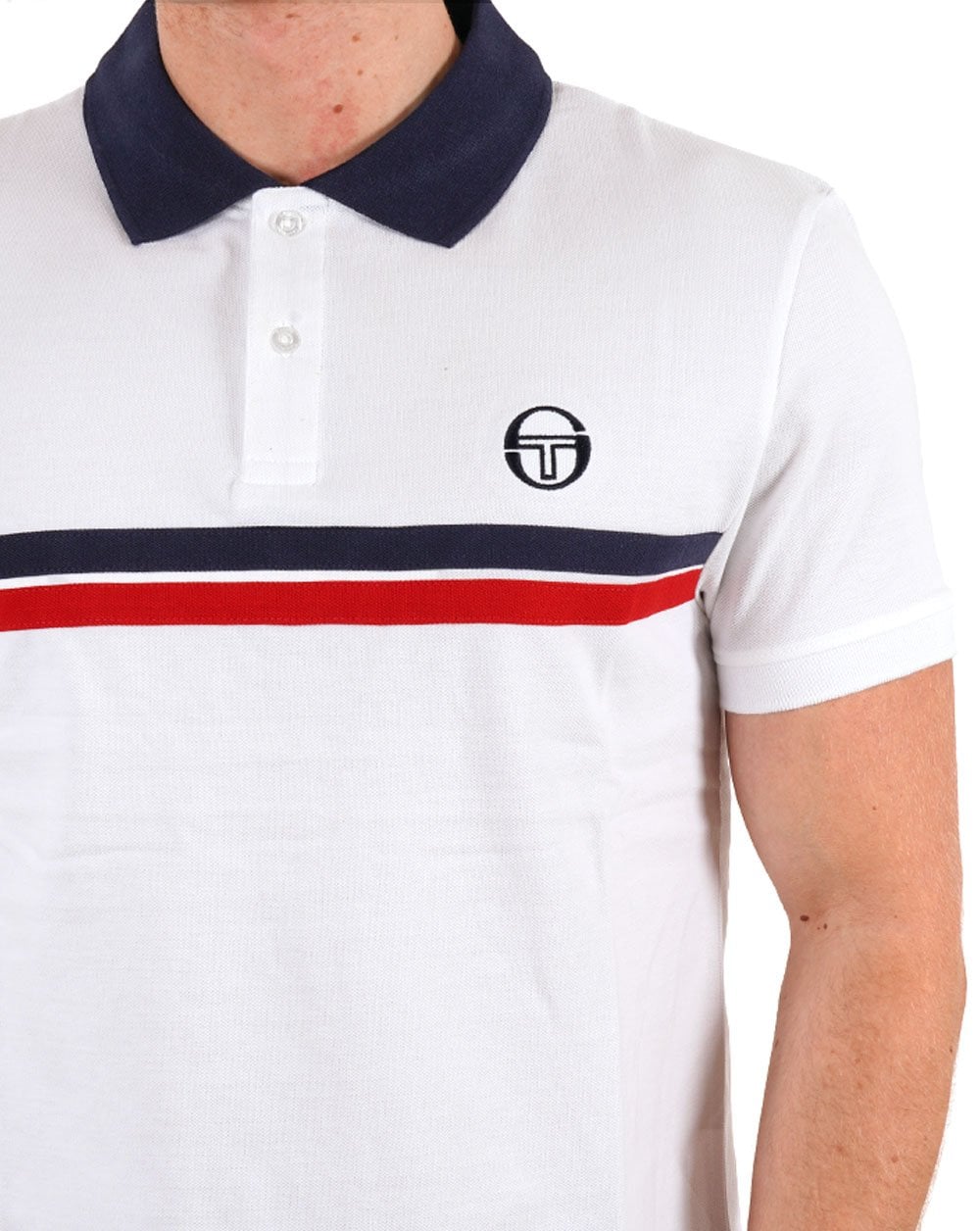Sergio Tacchini Supermac Poloshirt Weiß/Marineblau/Rot