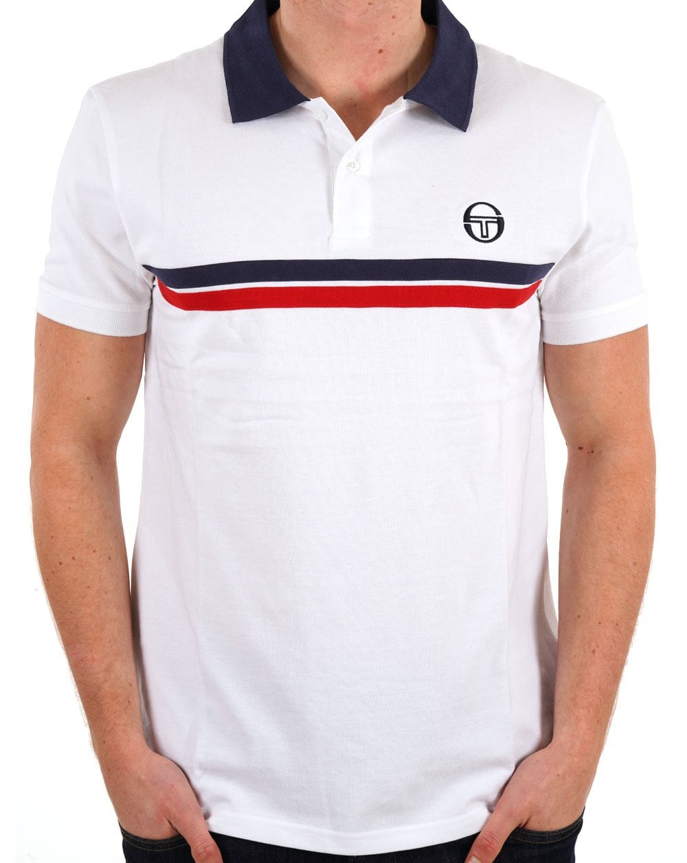 Sergio Tacchini Supermac Poloshirt Weiß/Marineblau/Rot