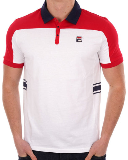 Fila Vintage Vilas Poloshirt Weiß/Rot/Marineblau