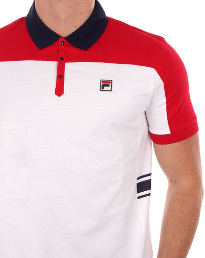 Fila Vintage Vilas Poloshirt Weiß/Rot/Marineblau