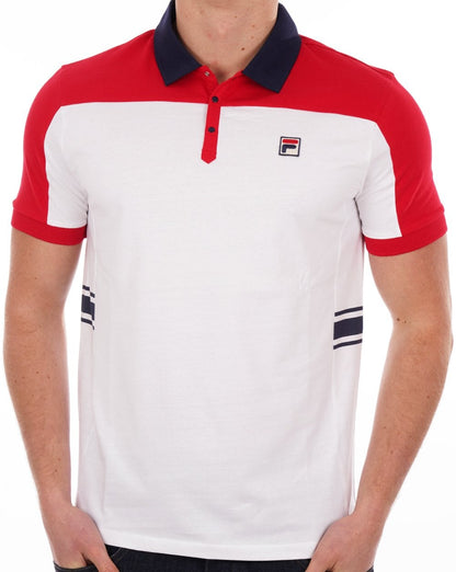 Fila Vintage Vilas Poloshirt Weiß/Rot/Marineblau
