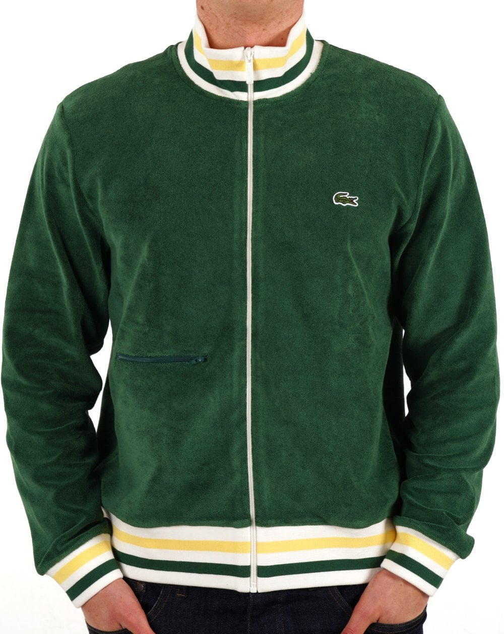 Lacoste – Trainingsjacke aus Frottee in Grün