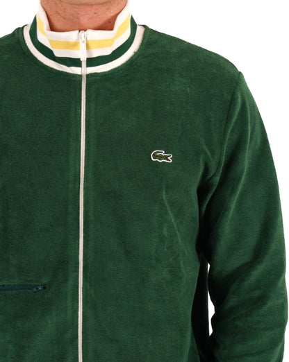 Lacoste – Trainingsjacke aus Frottee in Grün