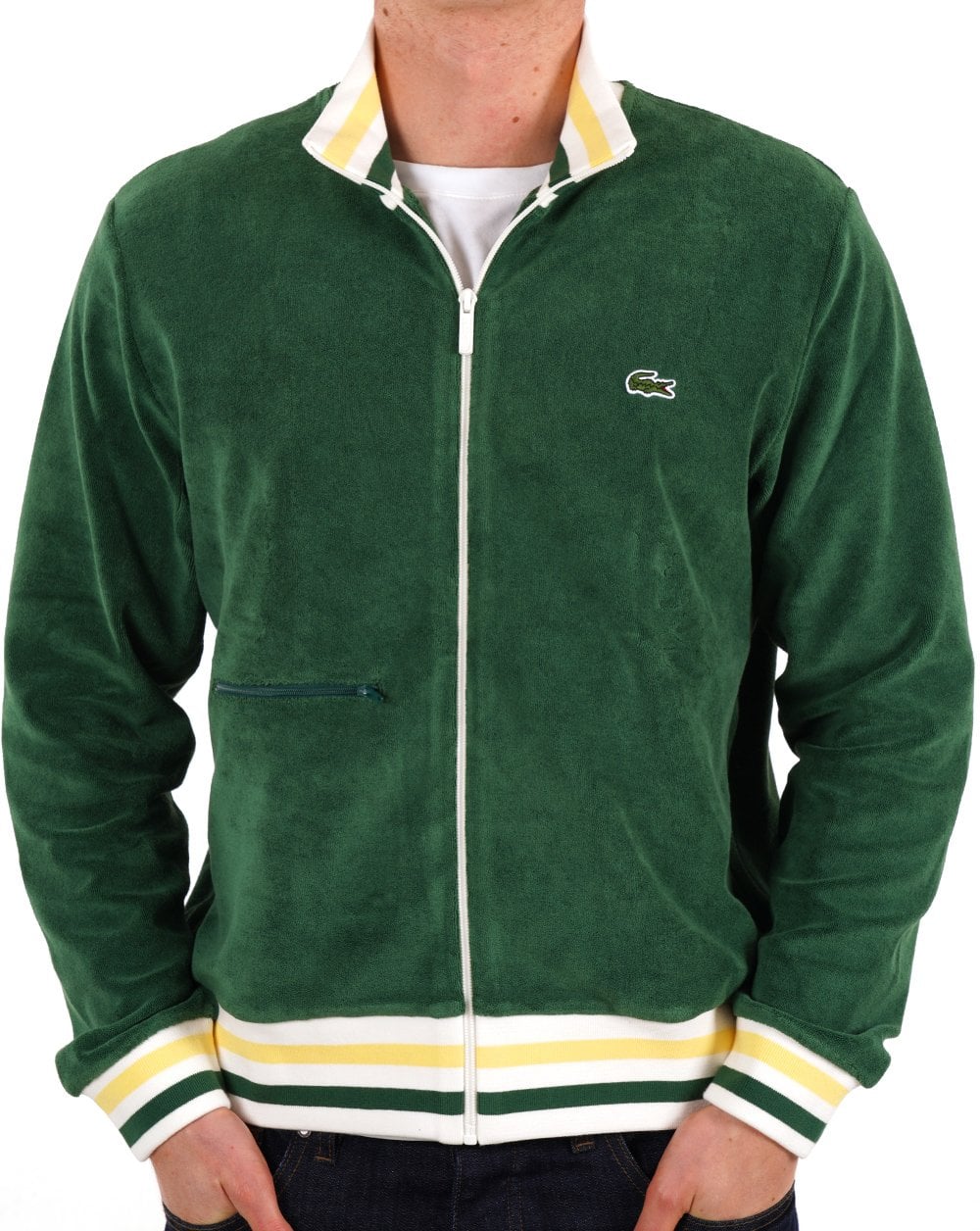 Lacoste – Trainingsjacke aus Frottee in Grün