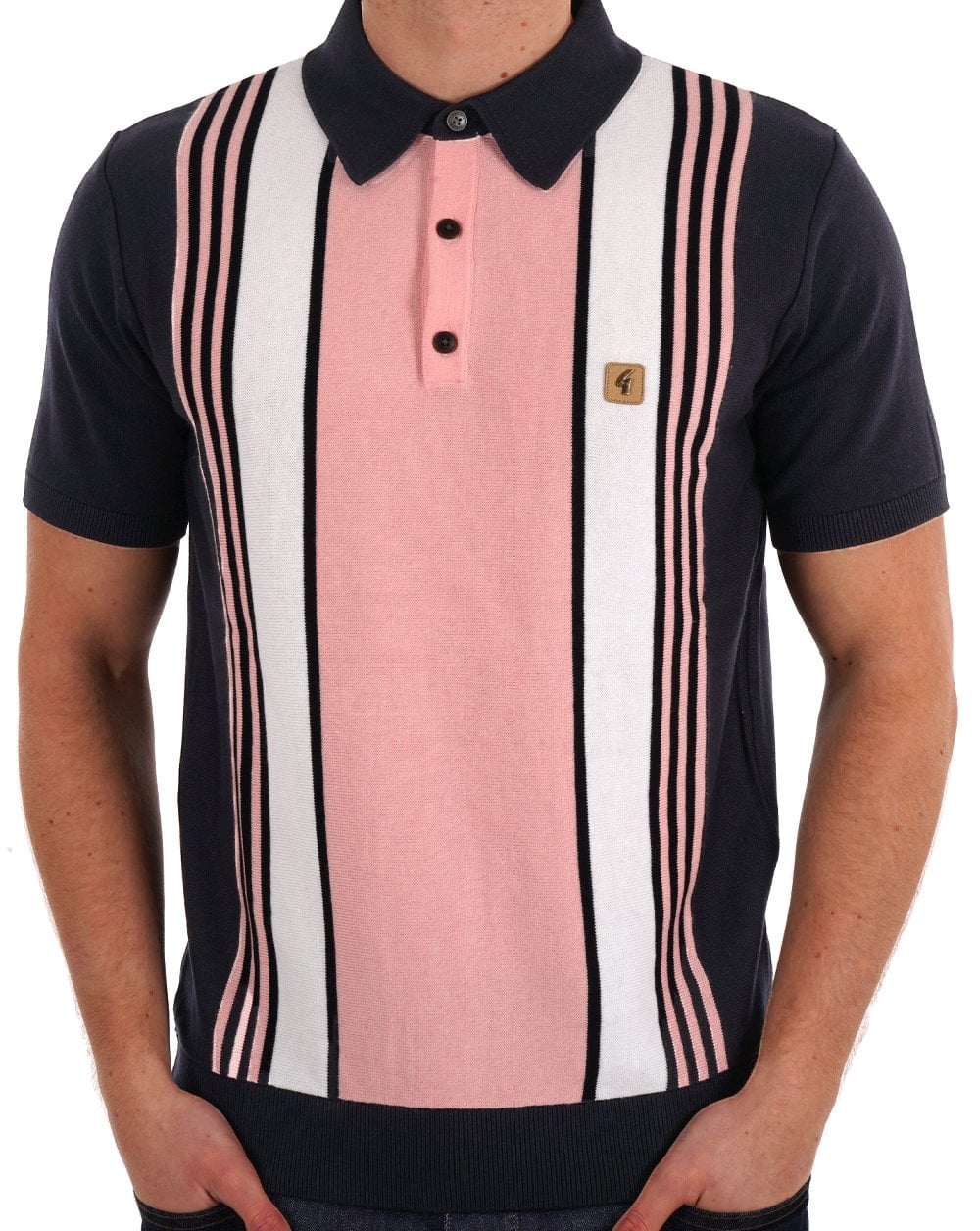 Gabicci Vintage Strickpolo Marineblau Pink Gestreift