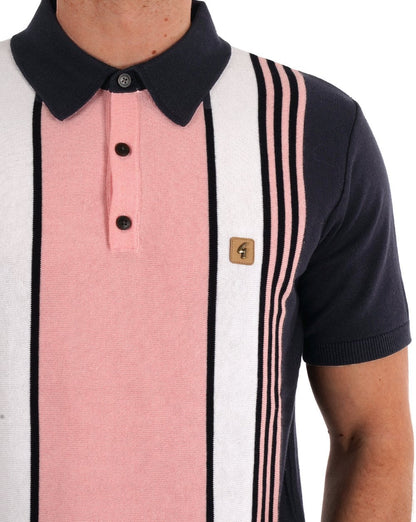 Gabicci Vintage Strickpolo Marineblau Pink Gestreift