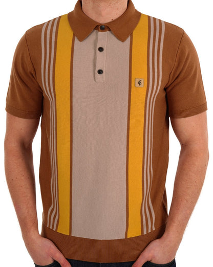 Gabicci Vintage Strickpolo Walnuss gestreift