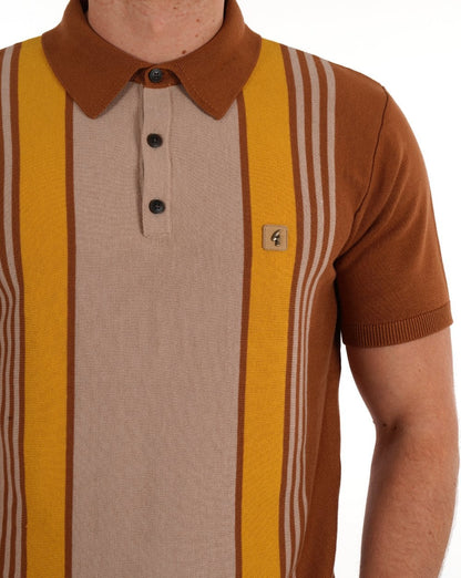 Gabicci Vintage Strickpolo Walnuss gestreift