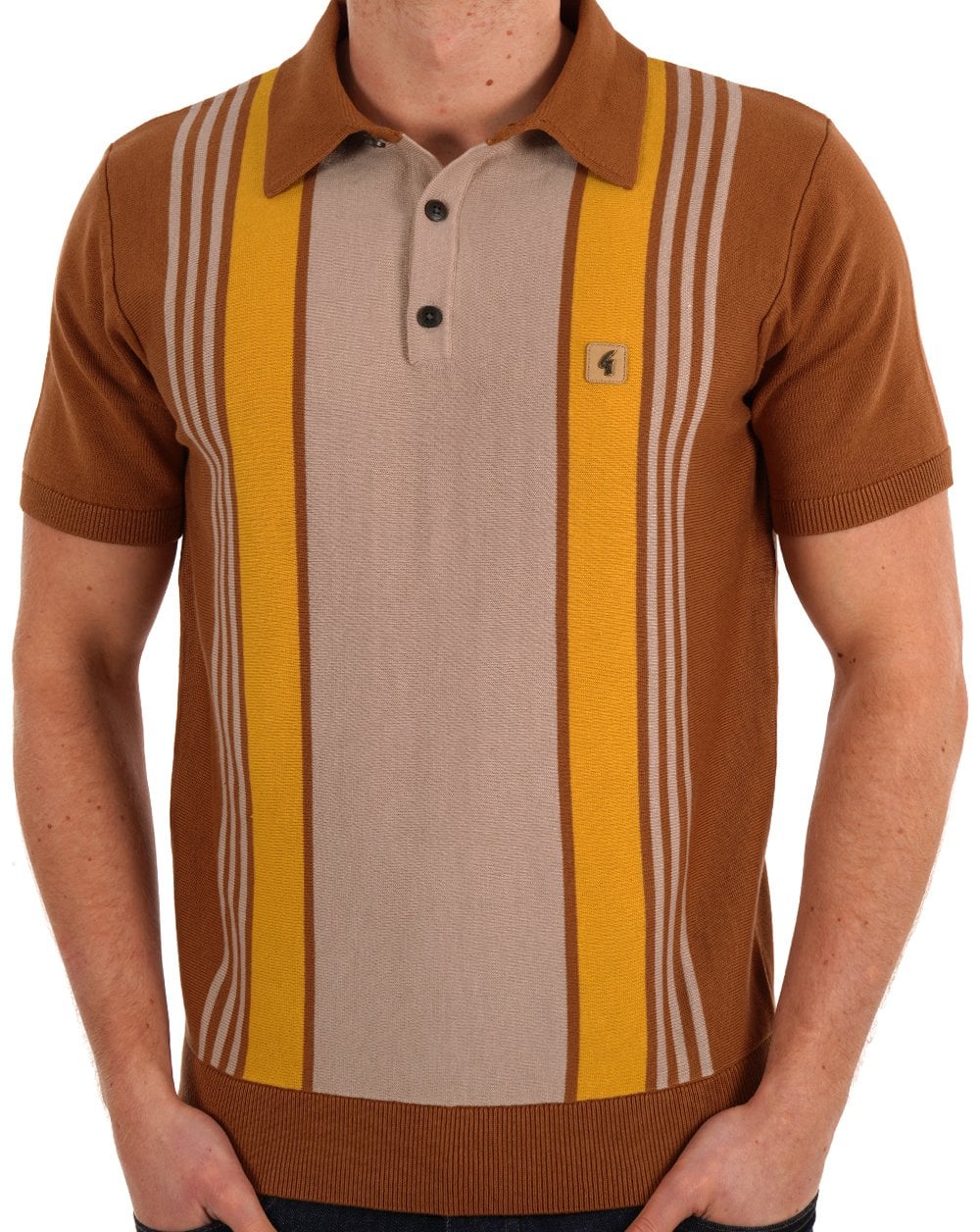 Gabicci Vintage Strickpolo Walnuss gestreift