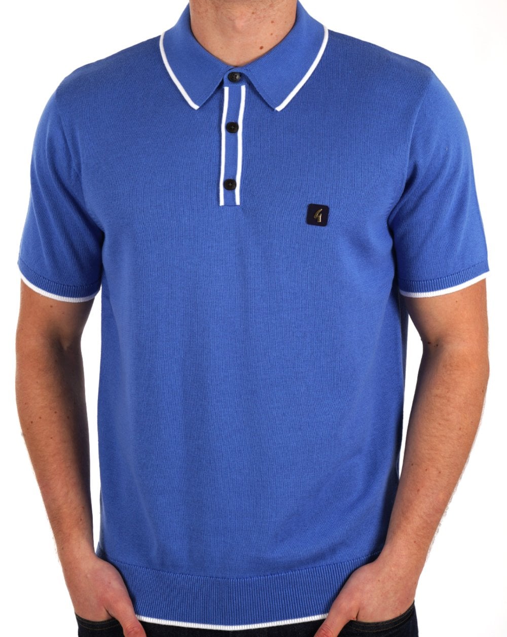 Gabicci Vintage Lineker Strick-Poloshirt mit Streifen Thames