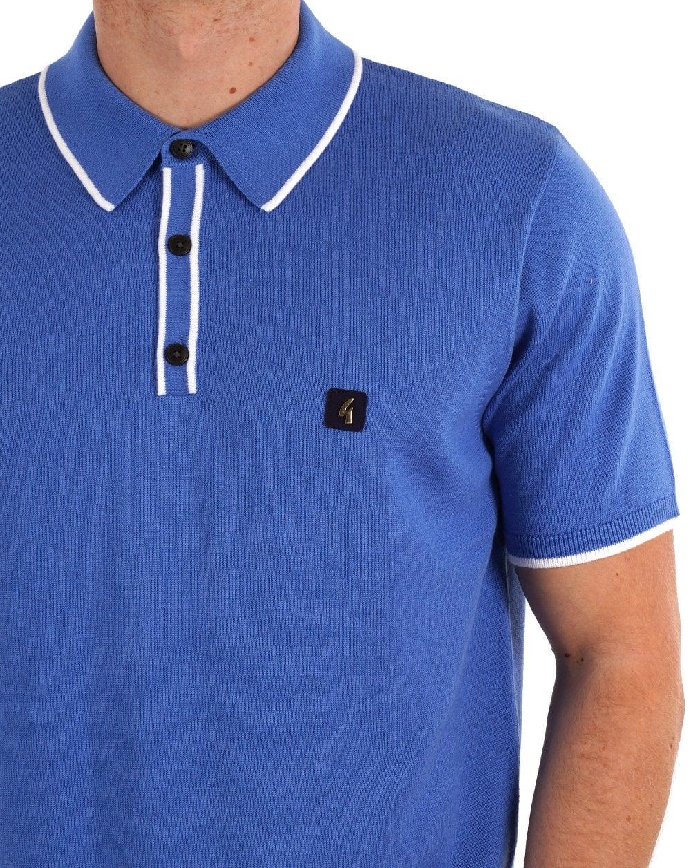 Gabicci Vintage Lineker Strick-Poloshirt mit Streifen Thames