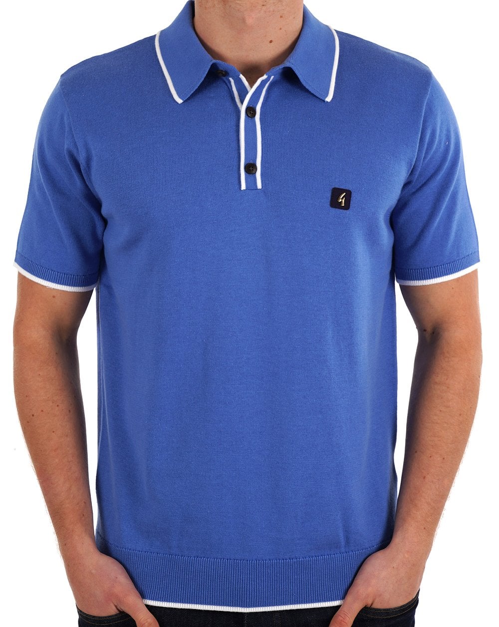 Gabicci Vintage Lineker Strick-Poloshirt mit Streifen Thames