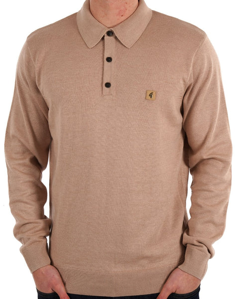 Gabicci Vintage Francesco Knitted Polo Shirt Oat