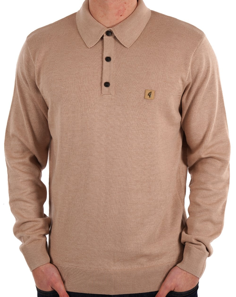 Gabicci Vintage Francesco Knitted Polo Shirt Oat