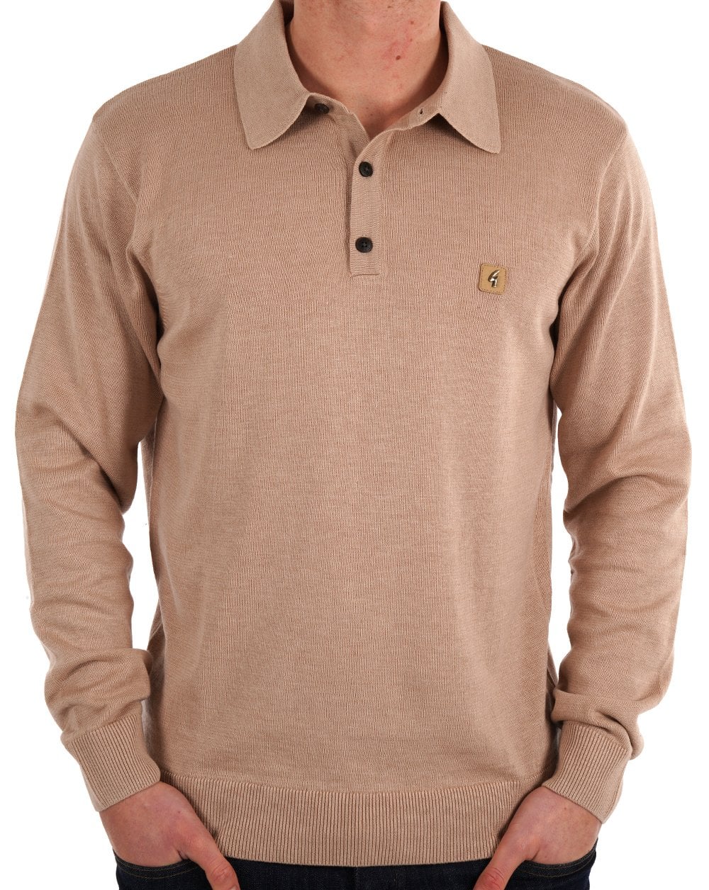 Gabicci Vintage Francesco Gestricktes Poloshirt Hafer