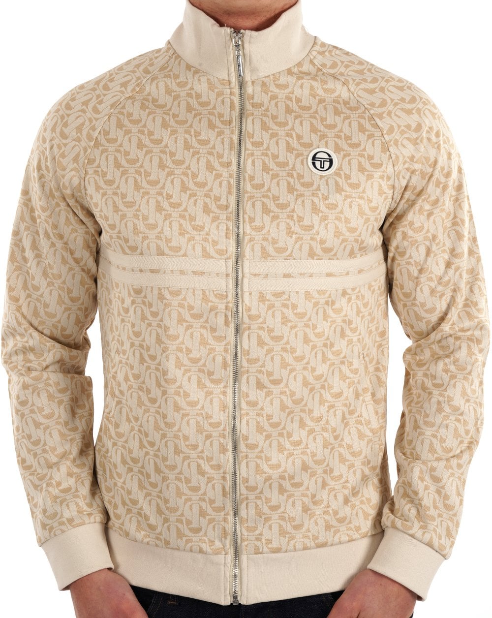 Sergio Tacchini Dallas Monogram Trainingsjacke in Perlmutt-Elfenbein