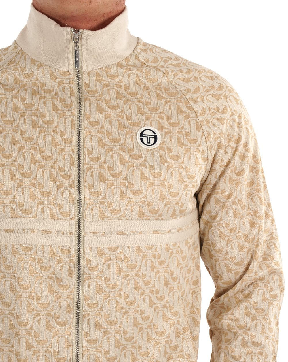 Sergio Tacchini Dallas Monogram Trainingsjacke in Perlmutt-Elfenbein