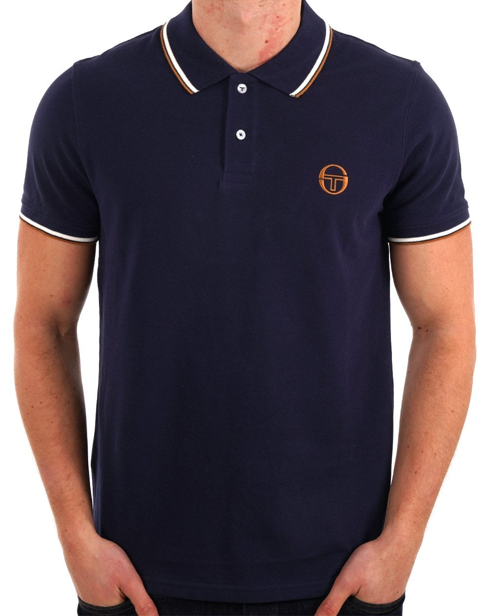 Sergio Tacchini Poloshirt mit Streifen in Marineblau