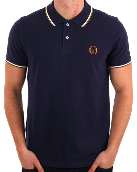 Sergio Tacchini Poloshirt mit Streifen in Marineblau