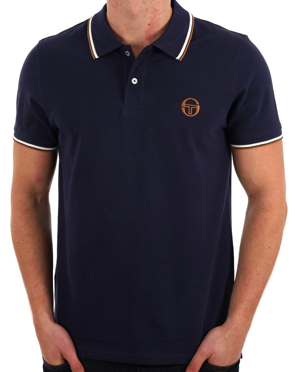 Sergio Tacchini Poloshirt mit Streifen in Marineblau