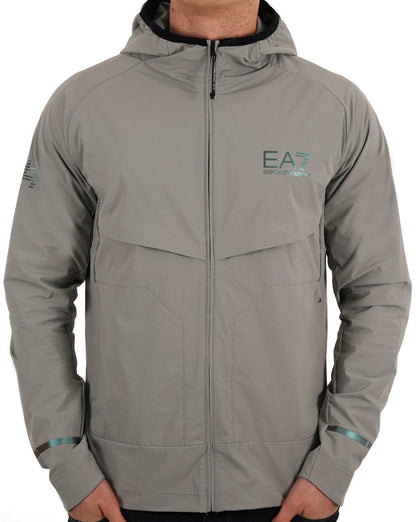Emporio Armani EA7 Dynamic Athlete Tech-Jacke mit Kapuze, Grau