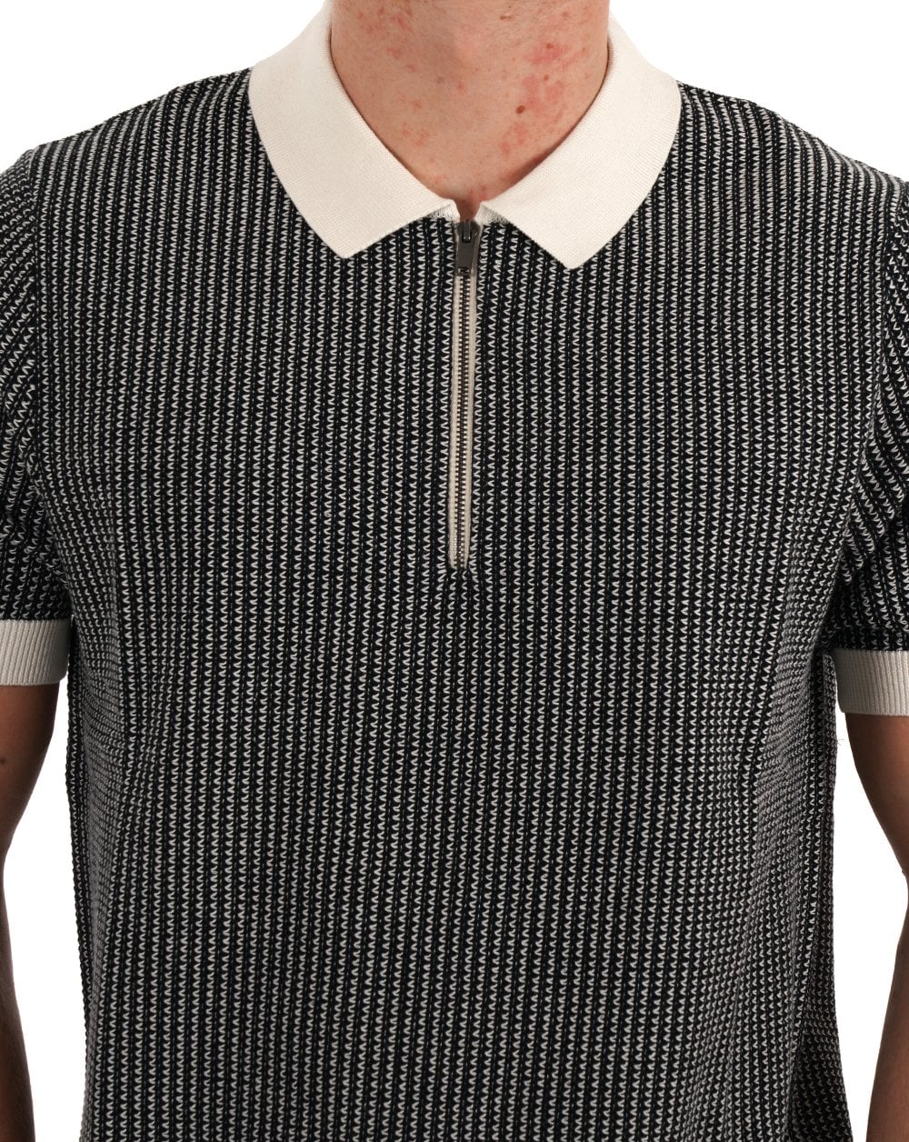 Ben Sherman – BI – Farbiges Poloshirt mit Reißverschluss am Kragen in Elfenbein