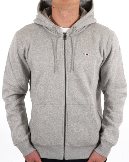 Tommy Jeans – Kapuzenpullover in Hellgrau-Melange