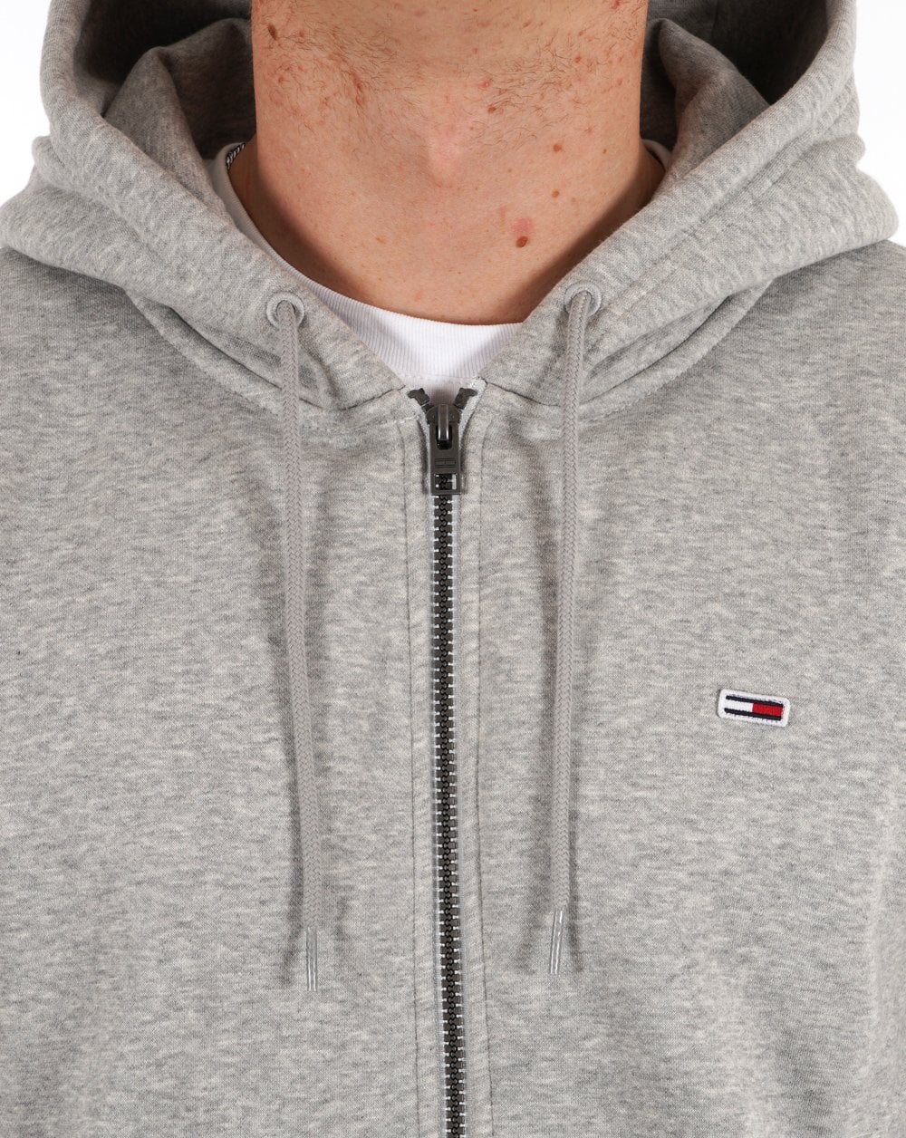 Tommy Jeans – Kapuzenpullover in Hellgrau-Melange