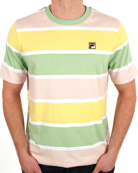 Fila – Vintage-T-Shirt mit Blockstreifen in Pastell, mehrfarbig