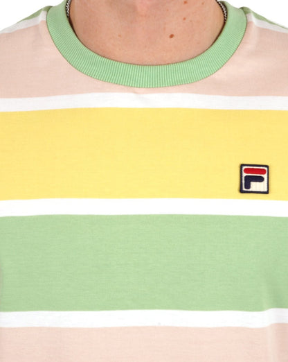 Fila – Vintage-T-Shirt mit Blockstreifen in Pastell, mehrfarbig