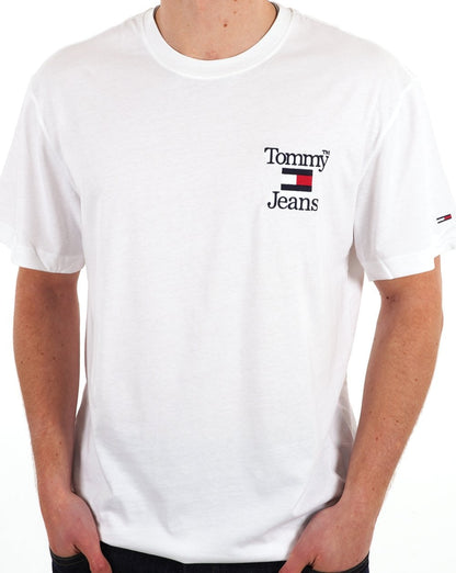 Tommy Jeans – Weißes T-Shirt mit Logo auf der Brust