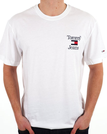 Tommy Jeans – Weißes T-Shirt mit Logo auf der Brust