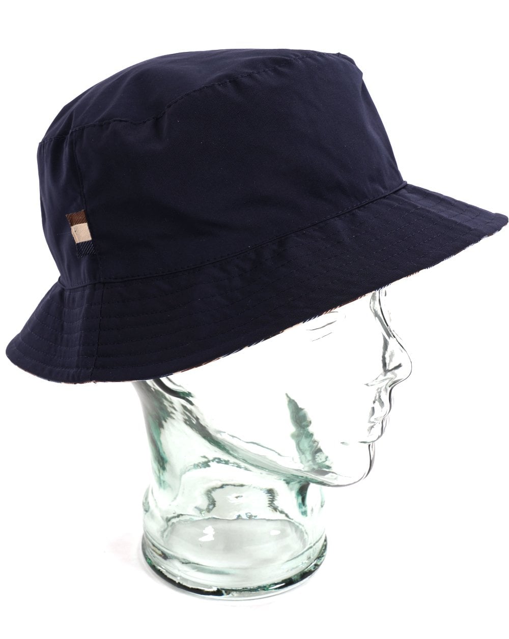 Aquascutum Wendbarer Fischerhut Marineblau/Karo