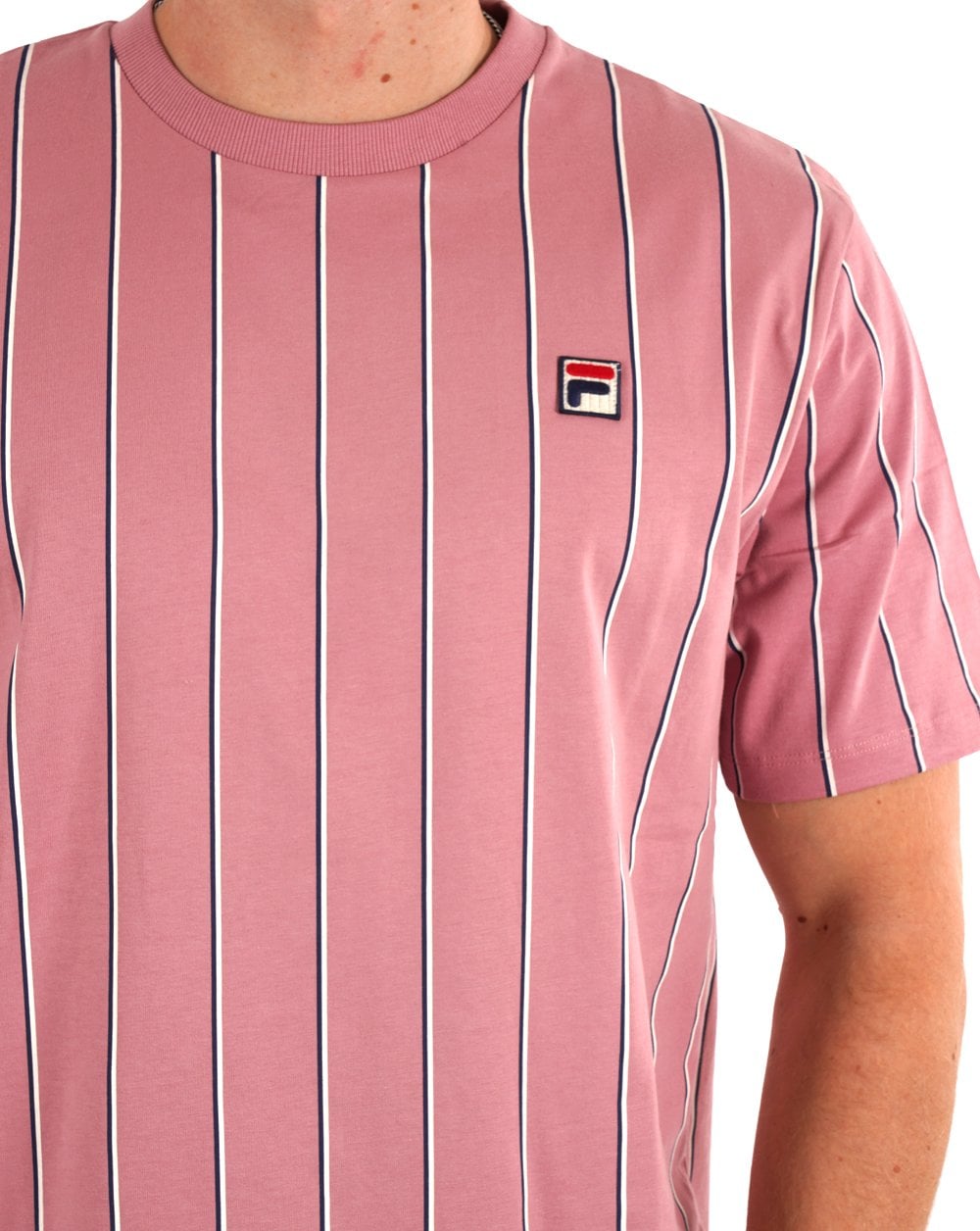 Fila Vintage Lee Gestreiftes T-Shirt Fingerhut Pink