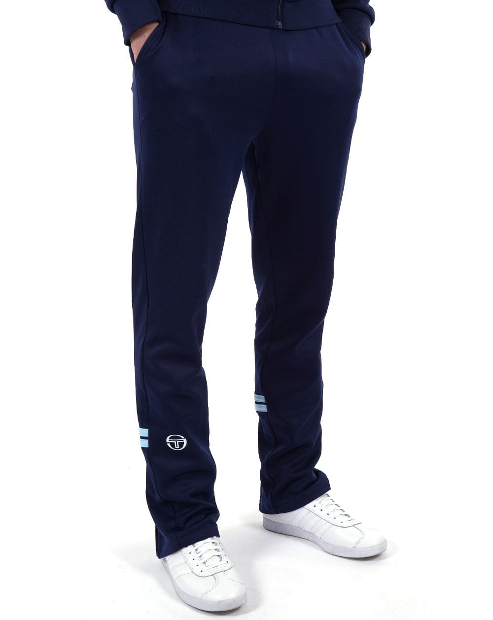 Sergio Tacchini – Trainingshose mit Reißverschluss unten, Marineblau/Himmelblau