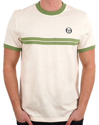 Sergio Tacchini Supermac T-Shirt Perlmutt Elfenbein/Jadegrün