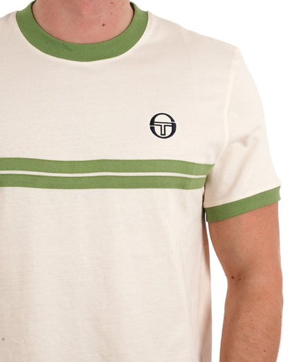 Sergio Tacchini Supermac T-Shirt Perlmutt Elfenbein/Jadegrün