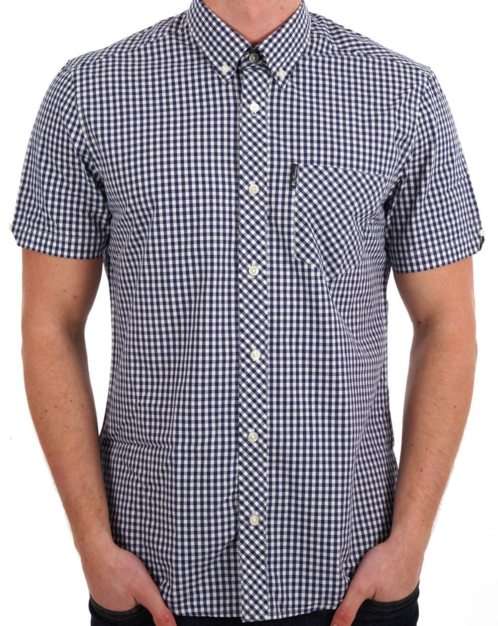 Ben Sherman – Gingham-Kurzarmhemd Dunkelblau