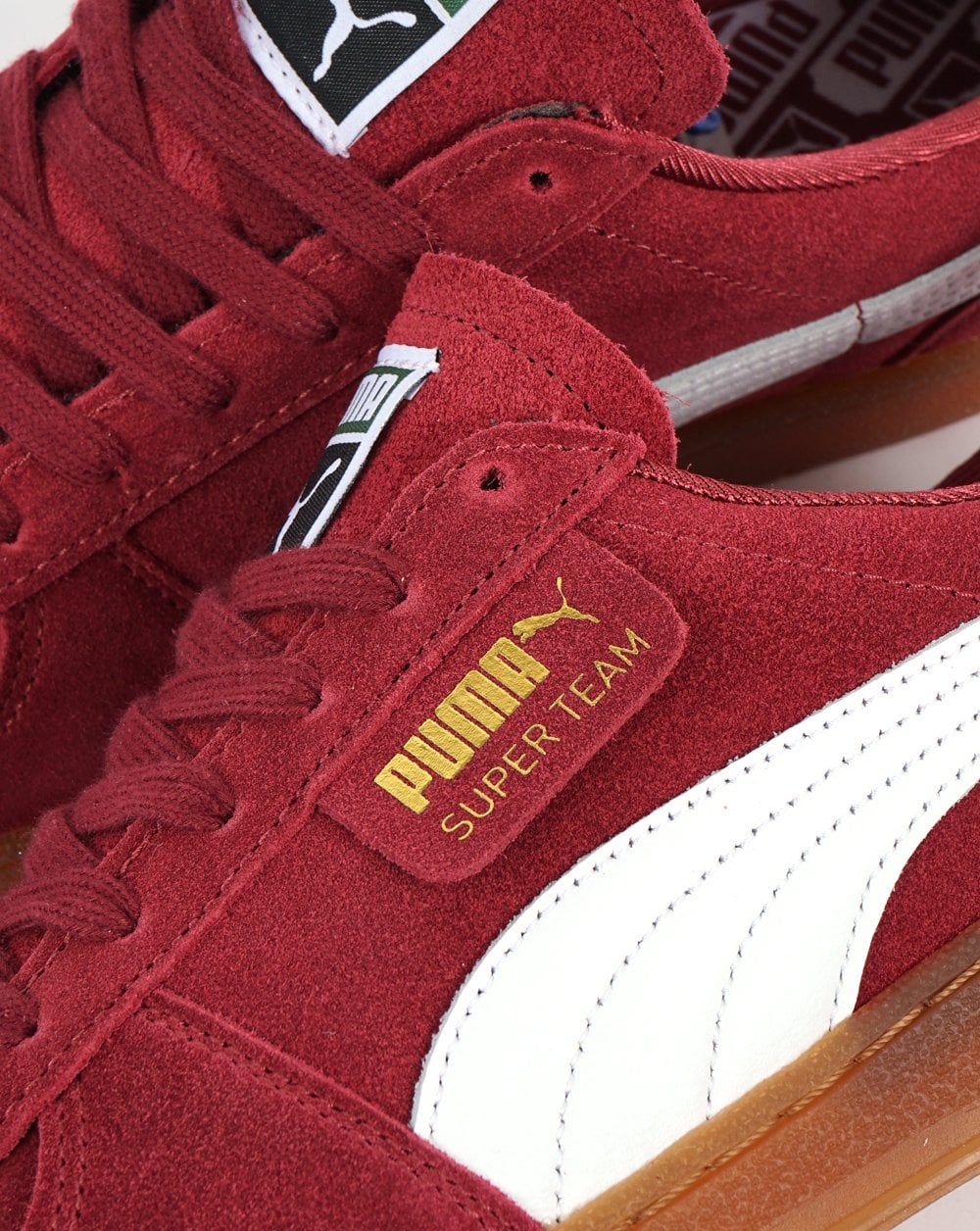 Puma Super Team Suede Trainer Burgunderrot Weiß Gummi
