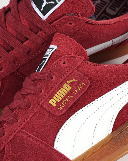 Puma Super Team Suede Trainer Burgunderrot Weiß Gummi