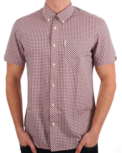 Ben Sherman – Kurzärmliges Hemd mit Gingham-Muster in Scharlachrot