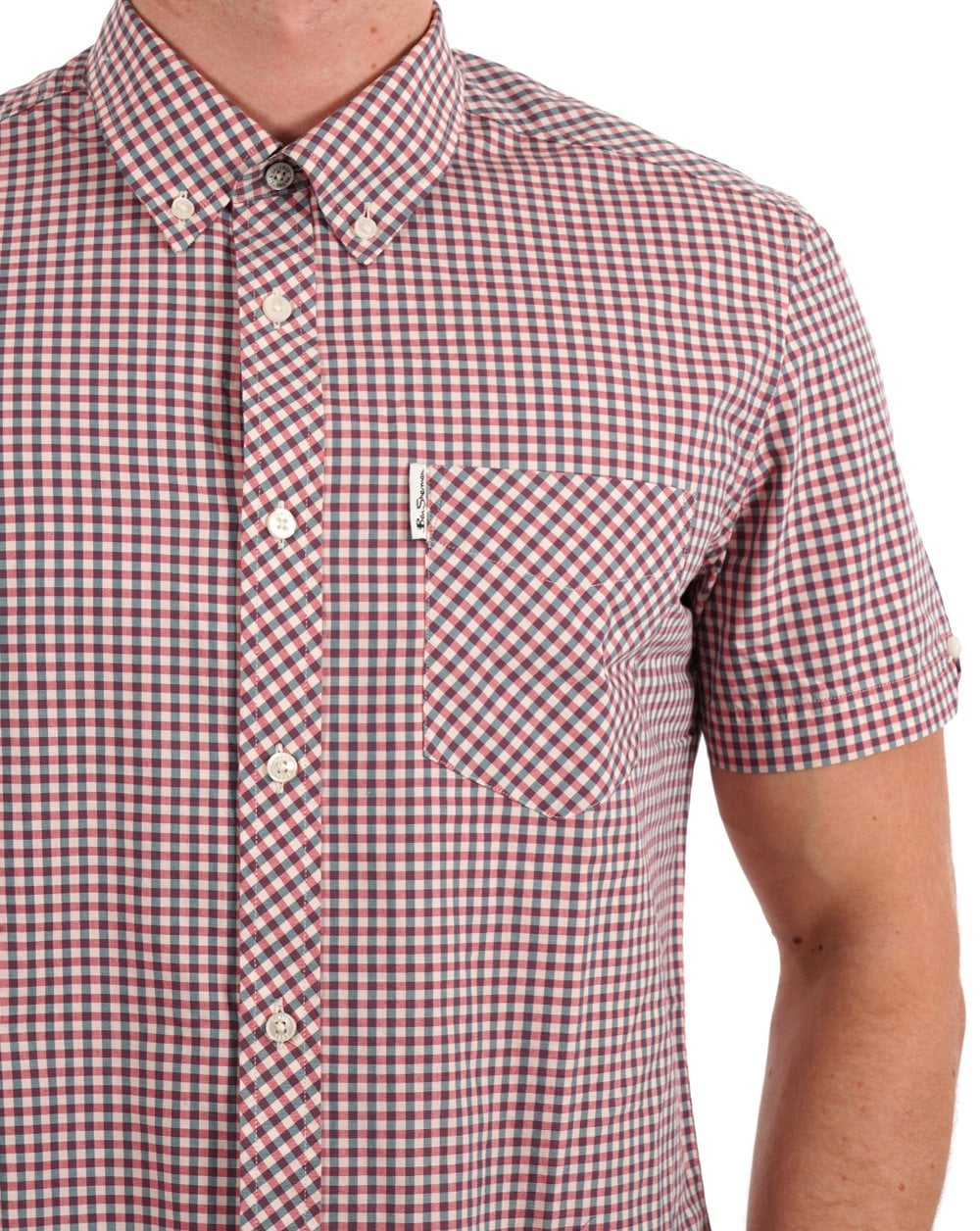 Ben Sherman – Kurzärmliges Hemd mit Gingham-Muster in Scharlachrot